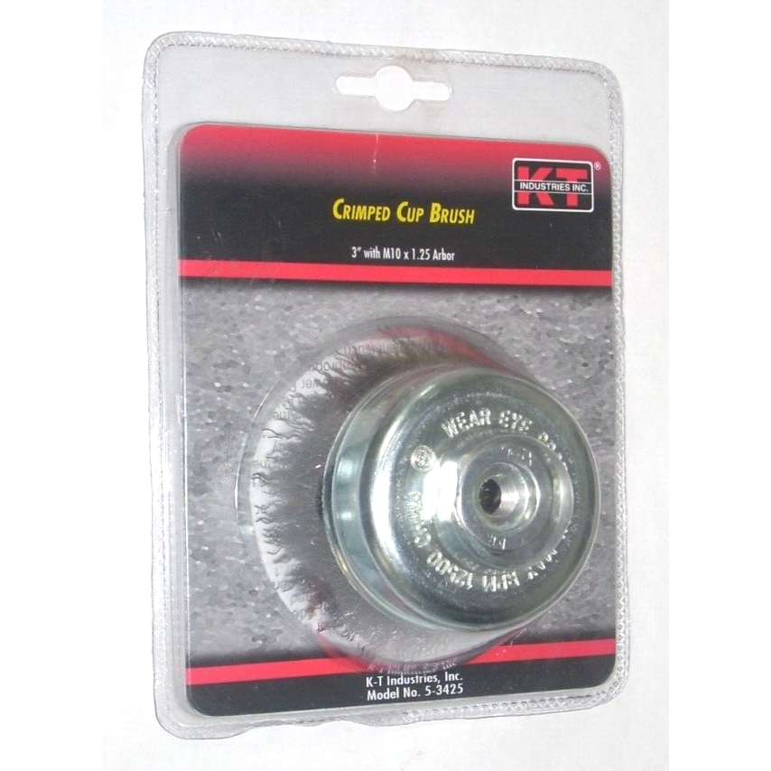KT Industries 5-3425 Crimped Cup Wire Brush 3 x M10-1.25 Arbor for Angle Grinder
