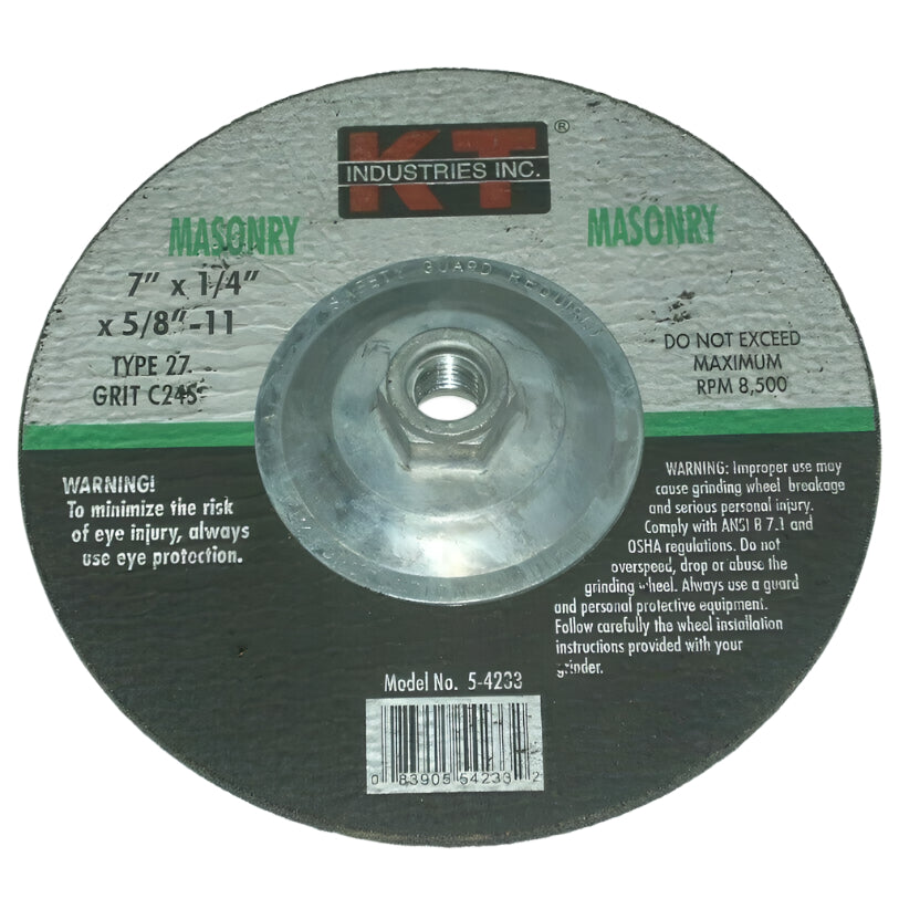 KT Industries 5-4233 Masonry Grinding Wheels 7 x 1/4 x 5/8-11 10 pk