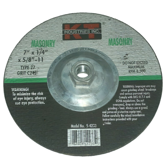 KT Industries 5-4233 Masonry Grinding Wheels 7 x 1/4 x 5/8-11 10 pk