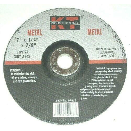KT Industries 5-4270 7 x 1/4 x 7/8 Grinding Wheel Metal 10pk