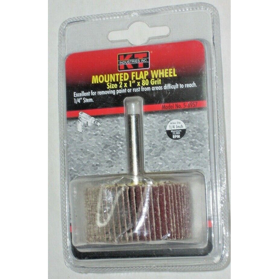 KT Industries 5-6957 Mounted Flap Wheel Alum Oxide 2 x 1" x 80 grit 1/4" Shank