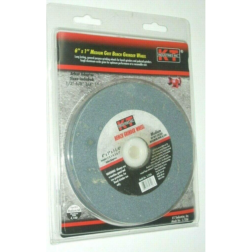 KT Industries 5-7206 Medium Bench Grinding Wheel 6 x 1 x 1/2-1" Metal 4100 RPM