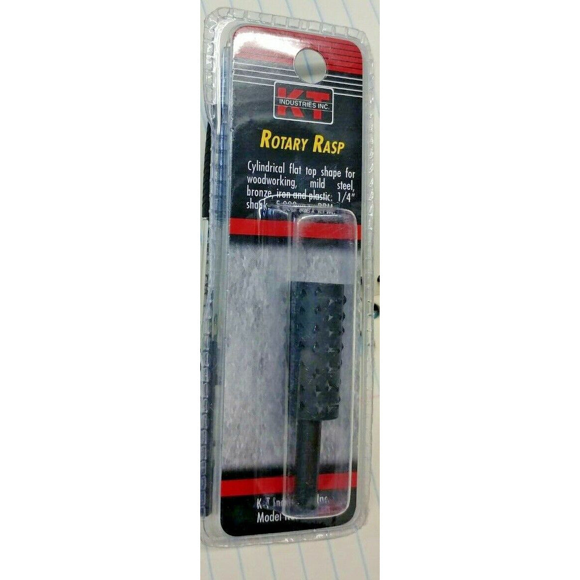 KT Industries 5-8450 Cylindrical Rotary Rasp w Flat Top & 1/4" Shank