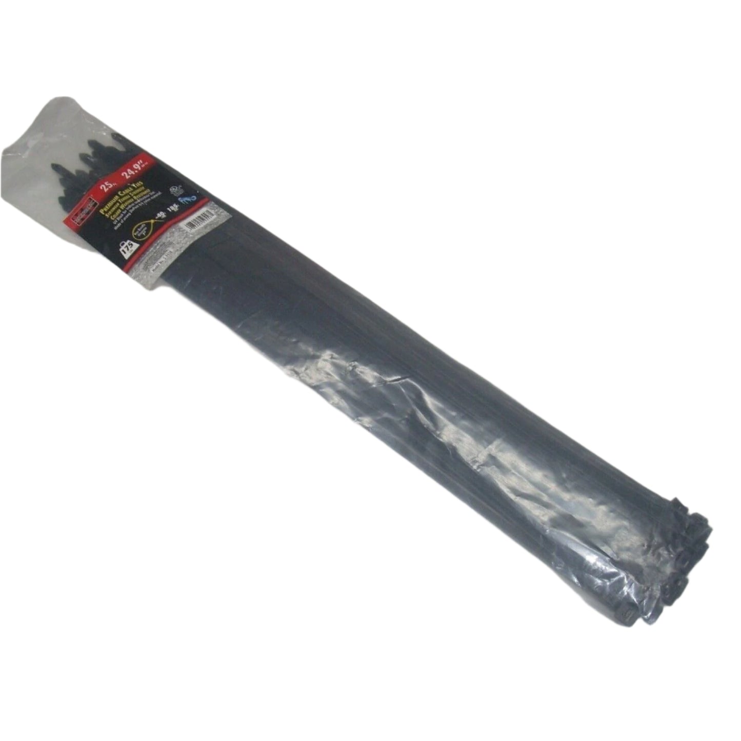 KT Industries 5-9558 Premium Black Cable Ties 24.9" Long 175 lb Cap 25 pk