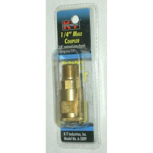 KT Industries 6-5009 1/4" Male Coupler 3/8" NPT Male to 1/4" Brass Air Fitting