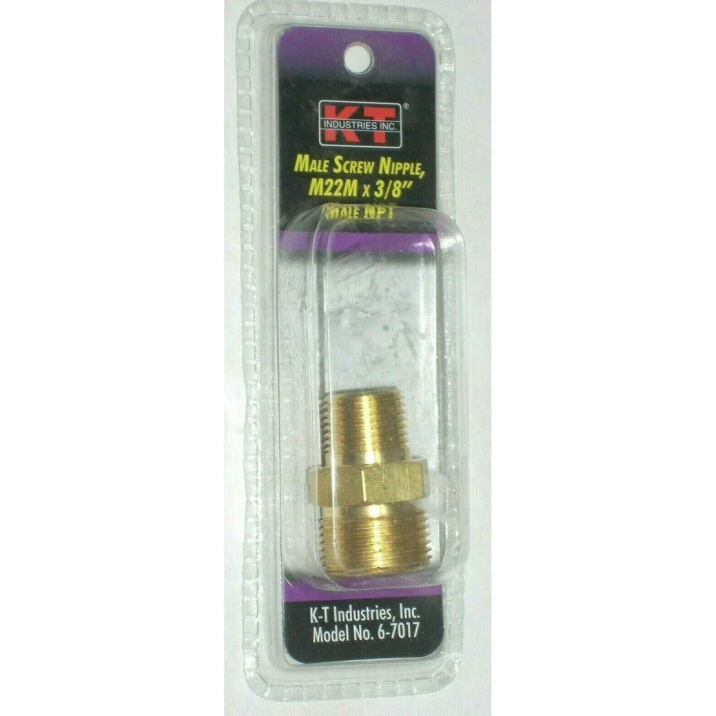 KT Industries 6-7017 Brass Male Screw Nipple M22M x 3/8 MNPT for Pressure Washer
