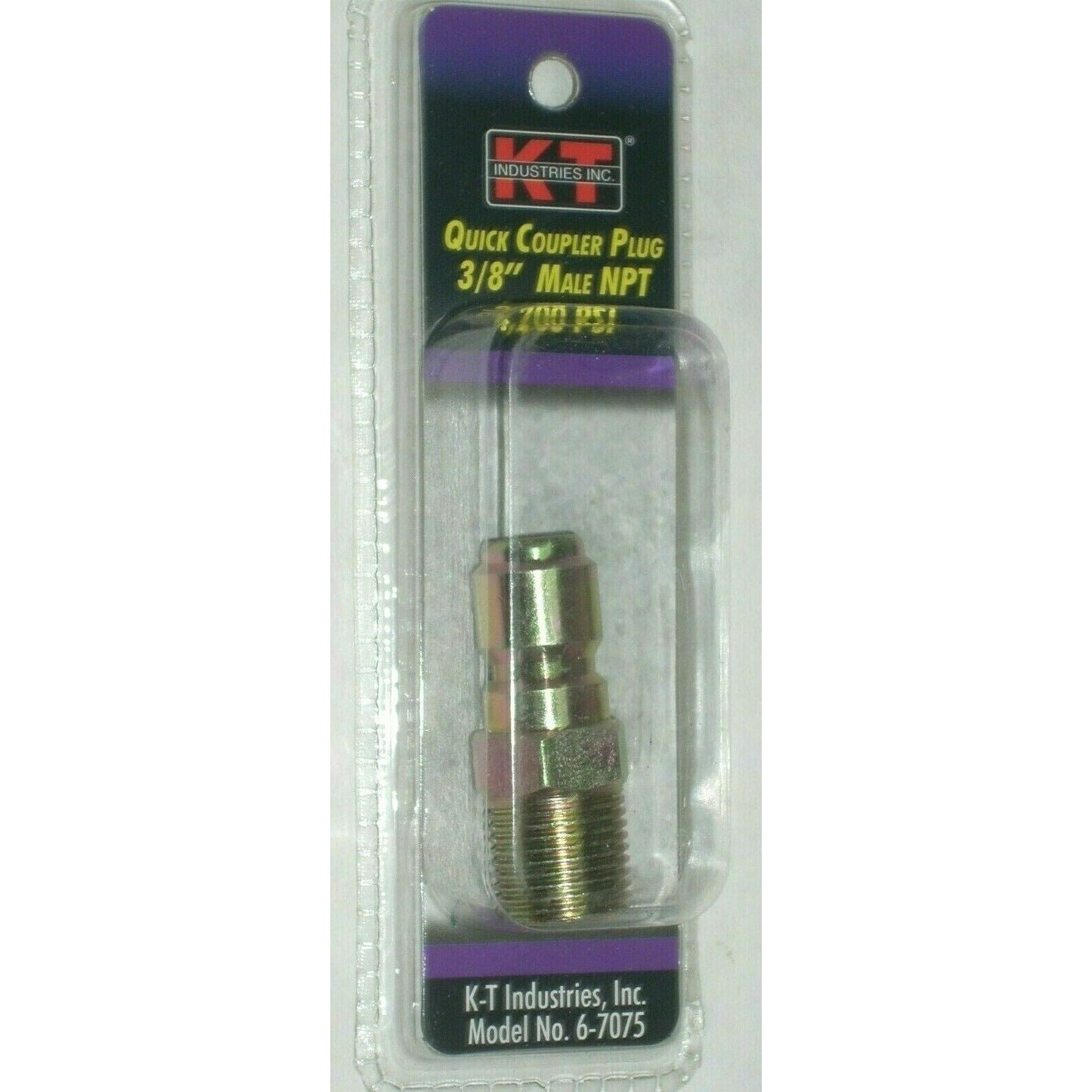 KT Industries 6-7075 Quick Coupler Plug for Pressure Washer 3/8" MNPT 4200PSI