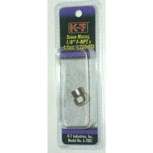 KT Industries 6-7081 Sewer Nozzle 1/8" F-NPT x 4.5 mm Pressure Washer Tip