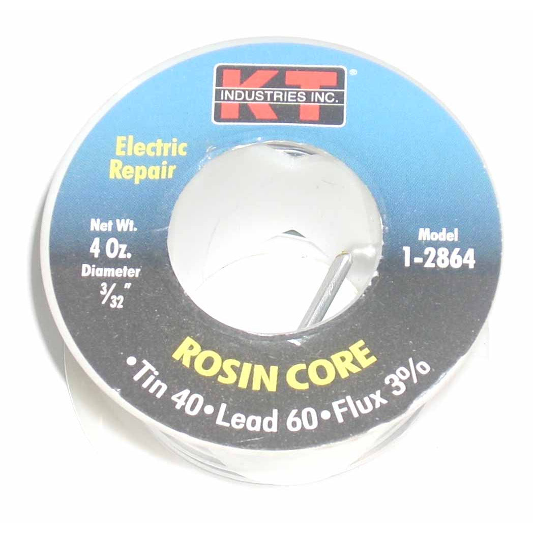KT Industries 1-2864 Rosin Core Solder 3/32" Wire Tin 40 Lead 60 Flux 3% 4oz