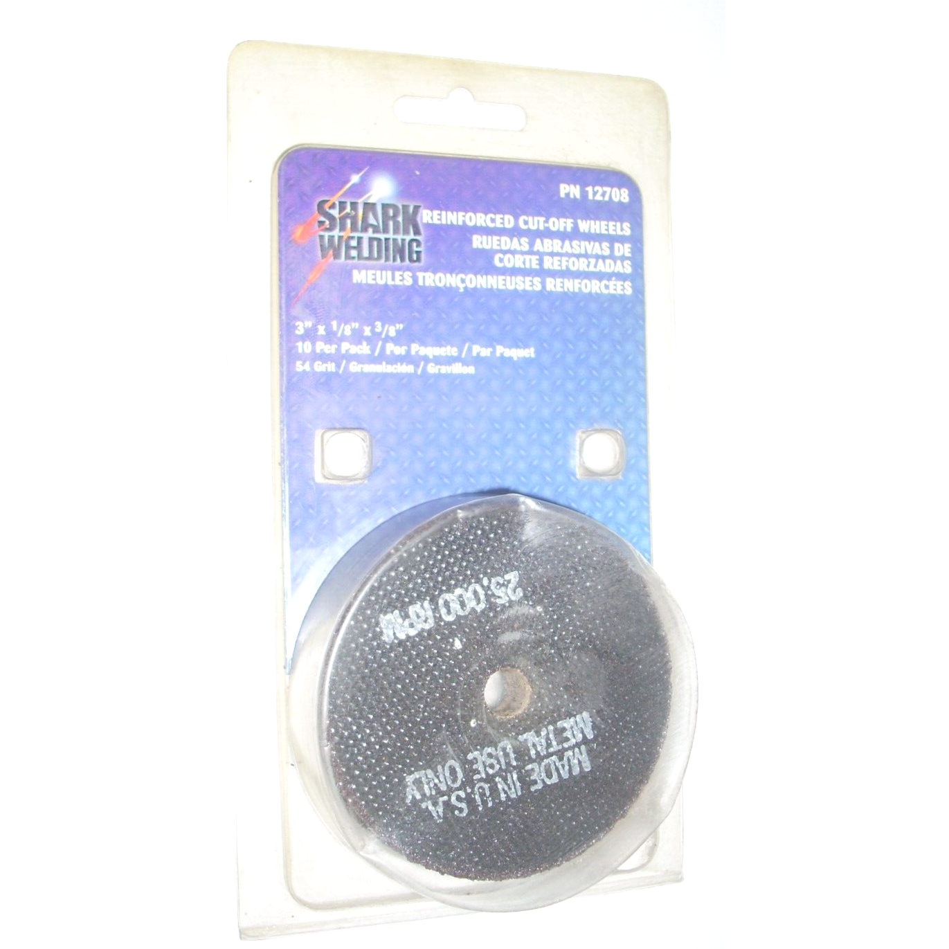 Shark 12708 Cut-Off Wheels 3 x 1/8 x 3/8 Arbor 54 Grit USA for Die Grinder 10 pk