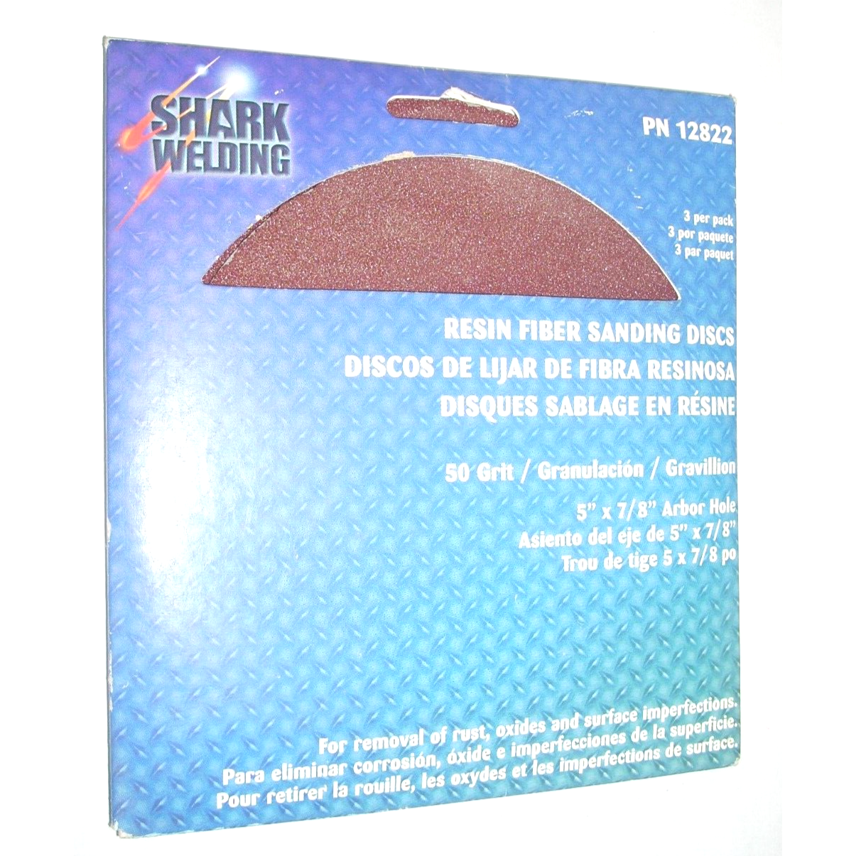 Shark 12822 Resin Fiber Sanding Discs 5 x 7/8 80 Grit for Metal 3pk