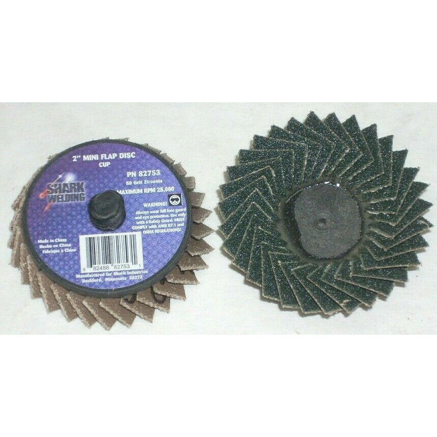 Shark 82753 Zirconia Mini Cup Flap Discs 2" x 80 Grit