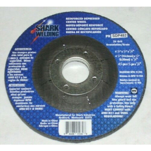 10 Shark SDP452 Depressed Center Grinding Wheel Metal 4 1/2 x 1/4 x 7/8 Type 27