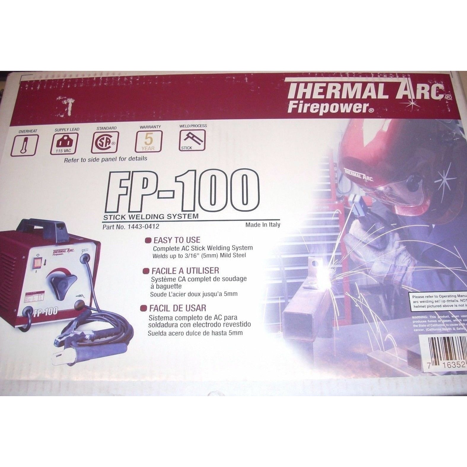 Thermal Arc FP-100 Stick Welding Machine AC Welder Welds 3/16" w 3/32" Rod - ATL Welding Supply