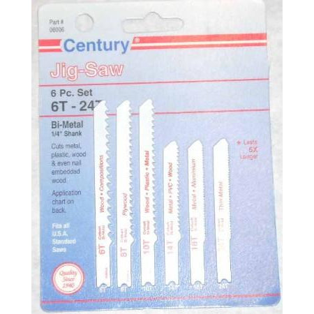 Century 6pc Jigsaw Blade Set 6T-24T - ATL Welding Supply