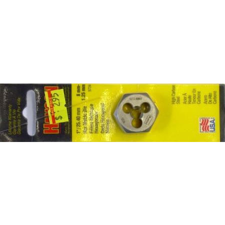 Hanson 1" / 25.40mm Hex Metric Die 8mm-1.25mm - ATL Welding Supply
