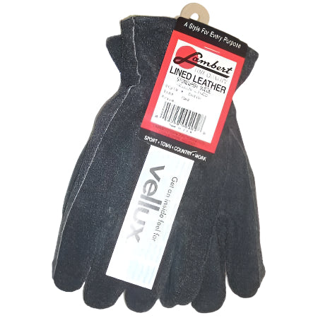 Lambert Black Stonewash Suede Velux Lined Leather Gloves Medium - ATL Welding Supply