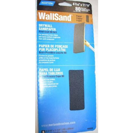 Norton Drywall Sandpaper Sheets 4 3/16 x 11 1/4 80gr - ATL Welding Supply