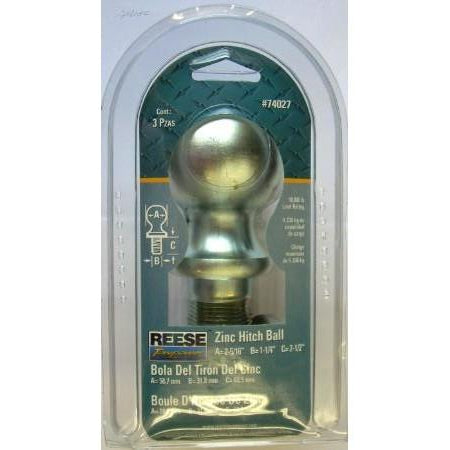 Reese 2 5.16 inch Zinc Hitch Ball - ATL Welding Supply