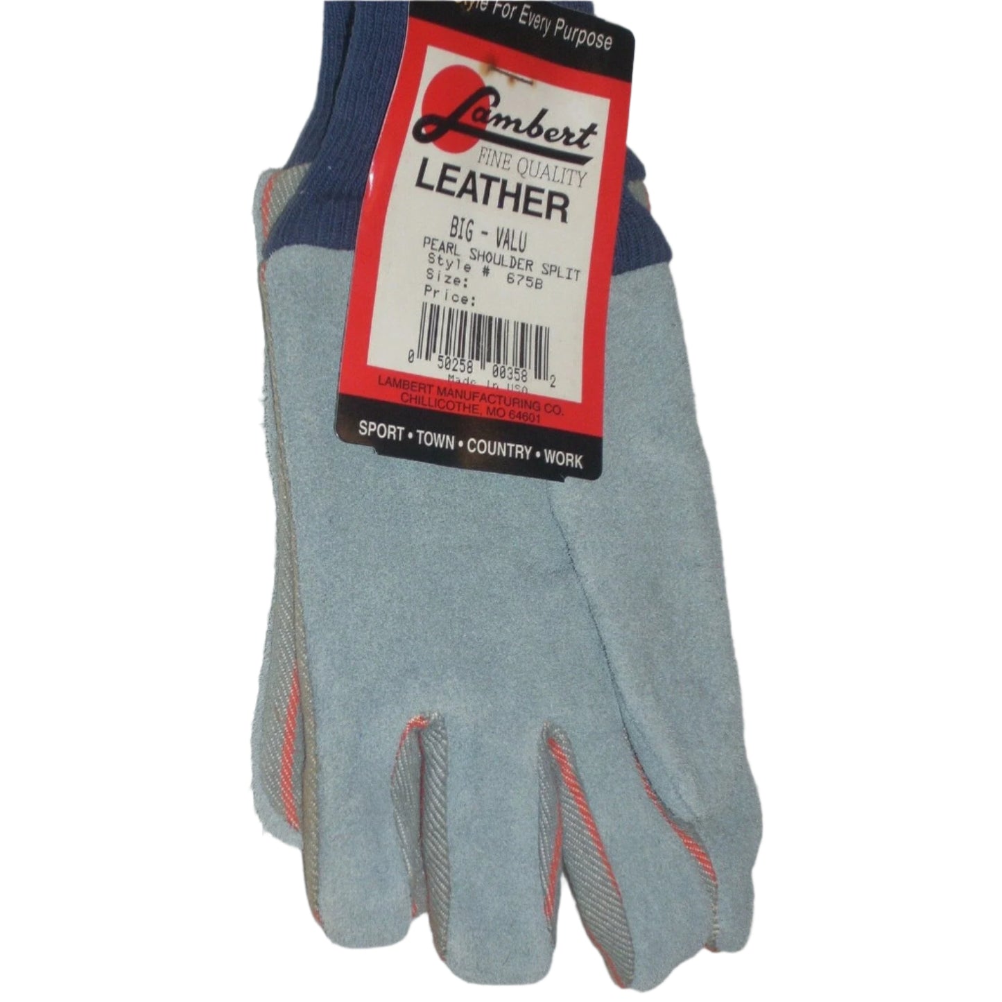 Lambert 657B Big-Valu Leather Palm Canvas Back Work Gloves Knit Wrist Boys