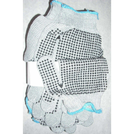 12 pr Gray Knit Gloves w Dots OSFA 1 Dozen Gloves