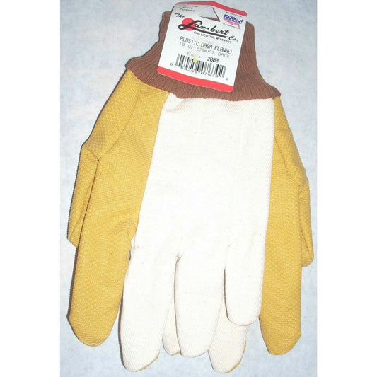 Lambert 2000 Plastic Dash Flannel Work Gloves 10oz w Canvas Back