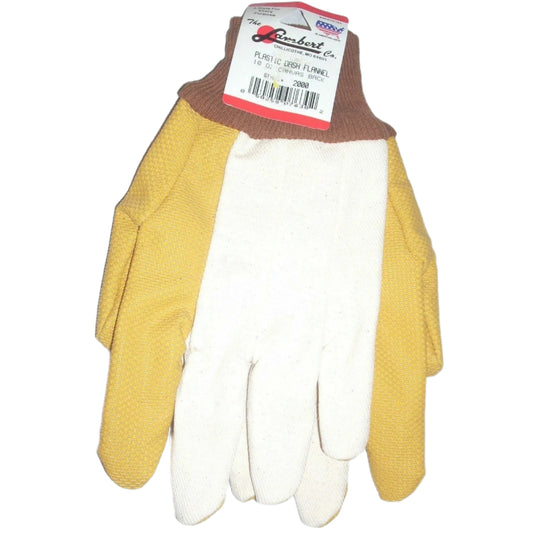 Lambert 2000 Plastic Dash Flannel Work Gloves 10oz w Canvas Back