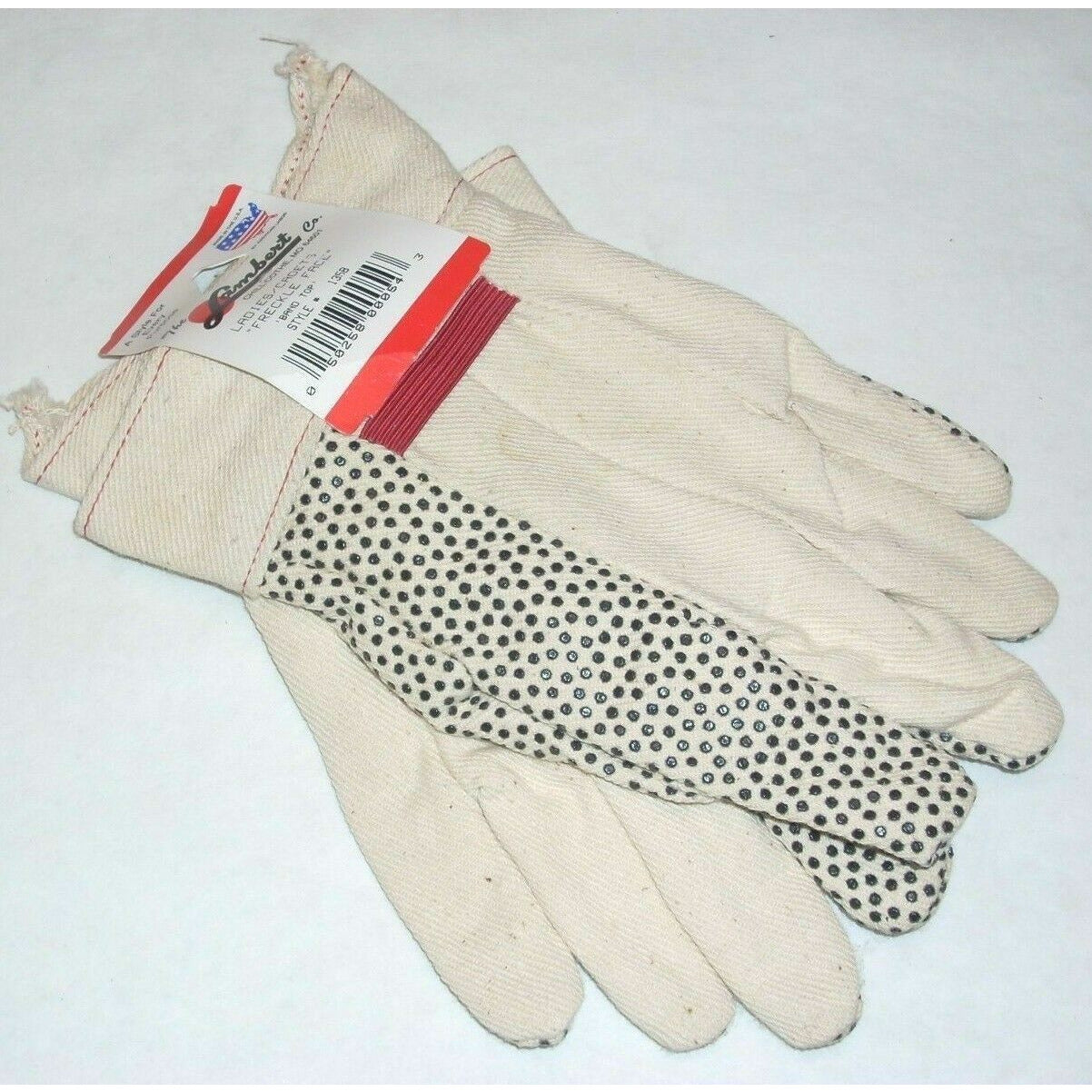 Lambert 135B Dotted Palm Canvas Gloves Band Top Cuff Ladies Cadets Size USA Made