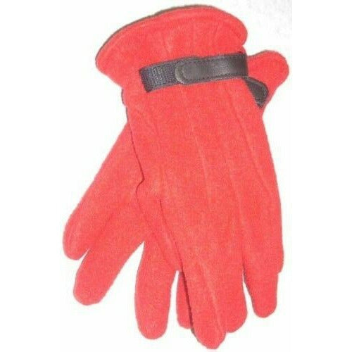 Red Fuzzy Winter Gloves w Wrist Strap Costuming Glove Size 8